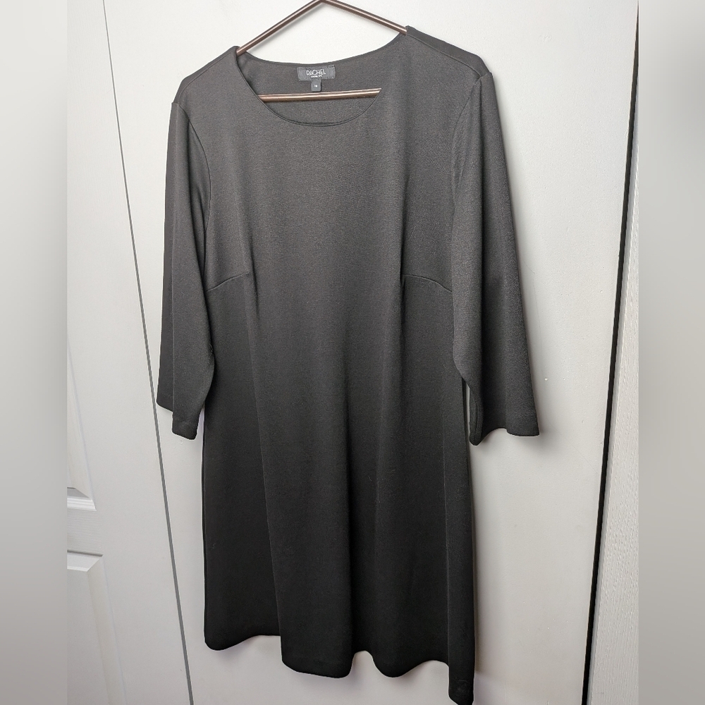 Rachel Roy Plus Size Dress Size 16 Black 3/4 Sleeves Classic Festive Style